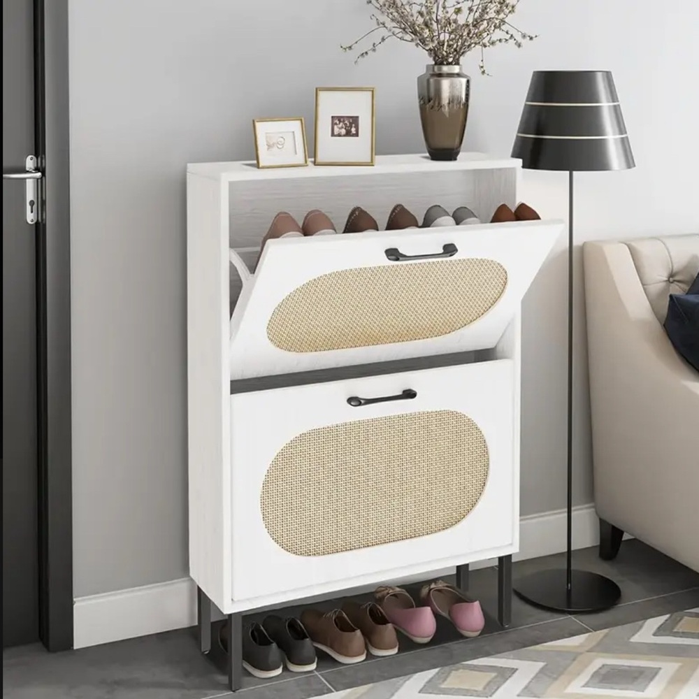White wood Shoe Cabinet, Shoe Organizer,
NEW IN BOX